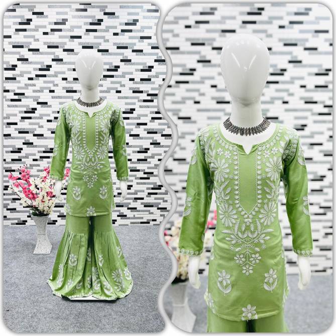 OC 140 Rayon Cotton Embroidery Kids Sharara Suits Girls Wear Wholesale Online